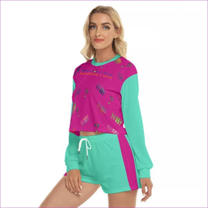 multi-colored Because I Can Womens Sweatshirt And Short Set - women's top & short set at TFC&H Co.