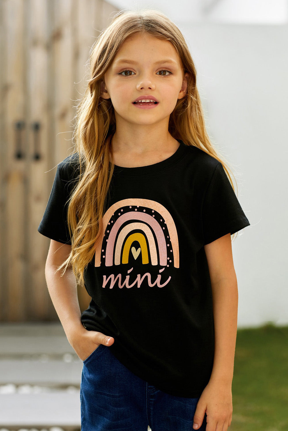 BLACK Girls Graphic Round Neck Tee Shirt - Mommy & Me - girl's t-shirt at TFC&H Co.