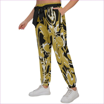 Black Ivy Distressed Women’s Trousers With Waist Belt Voluptuous(+) Plus Size - women's pants at TFC&H Co.
