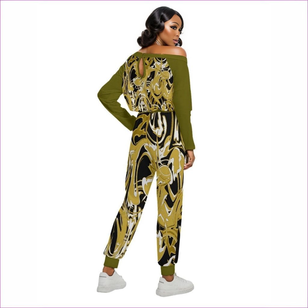 Black Ivy Distressed Womens Off-Shoulder Jumpsuit - women's jumpsuit at TFC&H Co.