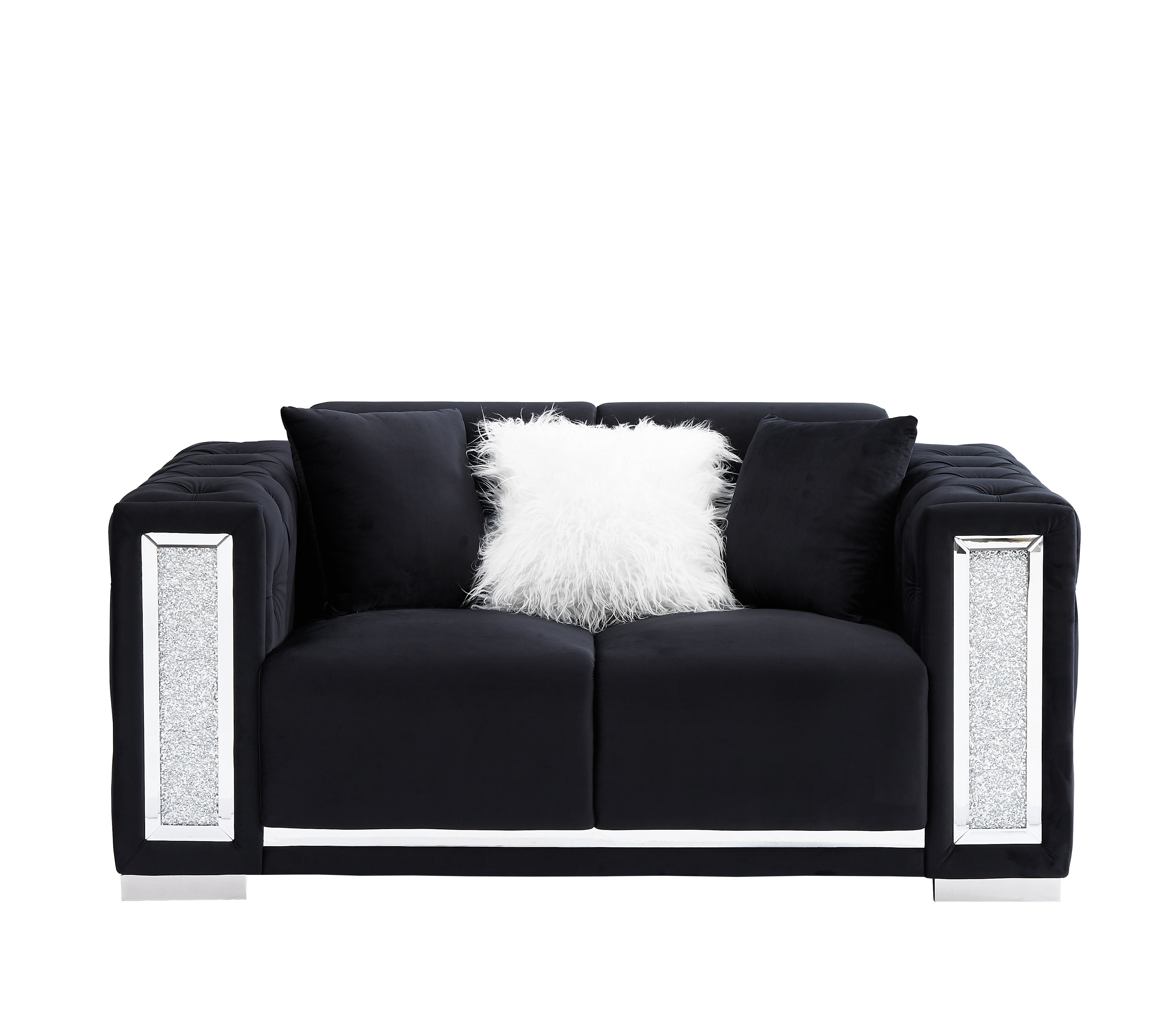 - Black Velvet Sparkle Loveseat with Pillows by TFC&H Co.- Ships from The US - loveseat at TFC&H Co.