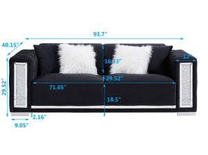 - Black Velvet Sparkle Sofa with Pillows by TFC&H Co.- Ships from The US - Sofas & Sectionals at TFC&H Co.