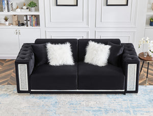 - Black Velvet Sparkle Sofa with Pillows by TFC&H Co.- Ships from The US - Sofas & Sectionals at TFC&H Co.
