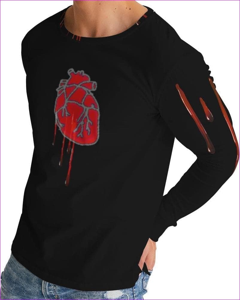 black - Bleeding Heart Men's Long Sleeve Tee - mens t-shirt at TFC&H Co.