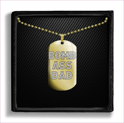 Gold With 18" Ball Chain Bomb A** Dad Dog Tags Father's Day Gift- Ships from The US - dog tags at TFC&H Co.