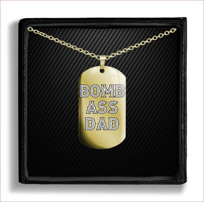 Gold With Cable Chain 18" to 22" Bomb A** Dad Dog Tags Father's Day Gift- Ships from The US - dog tags at TFC&H Co.