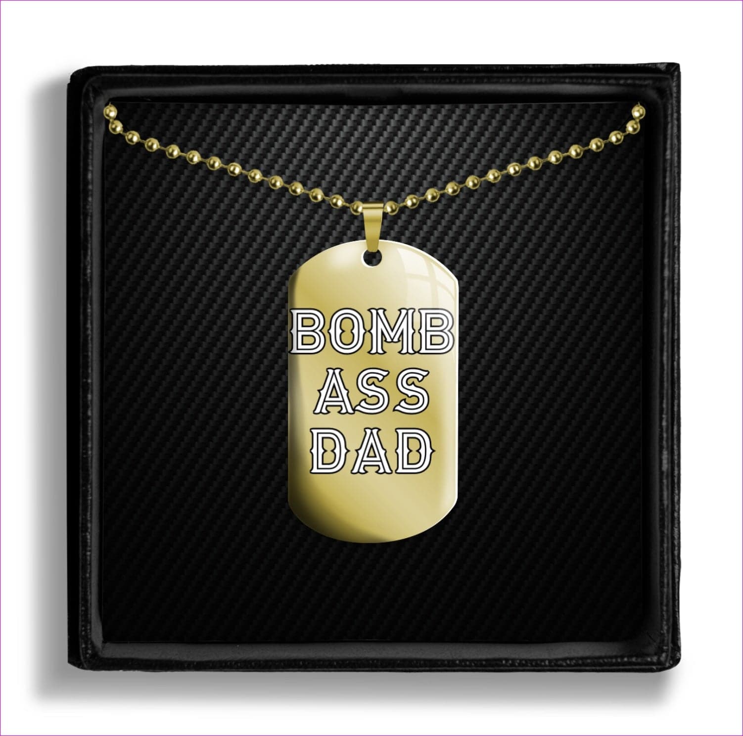 Gold With 24" Ball Chain Bomb A** Dad Dog Tags Father's Day Gift- Ships from The US - dog tags at TFC&H Co.