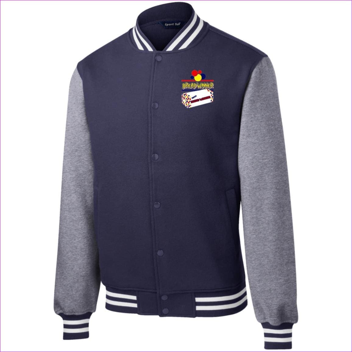 True Navy/Vintage Heather Bread Winner Fleece Letterman Jacket - Men's Jackets at TFC&H Co.