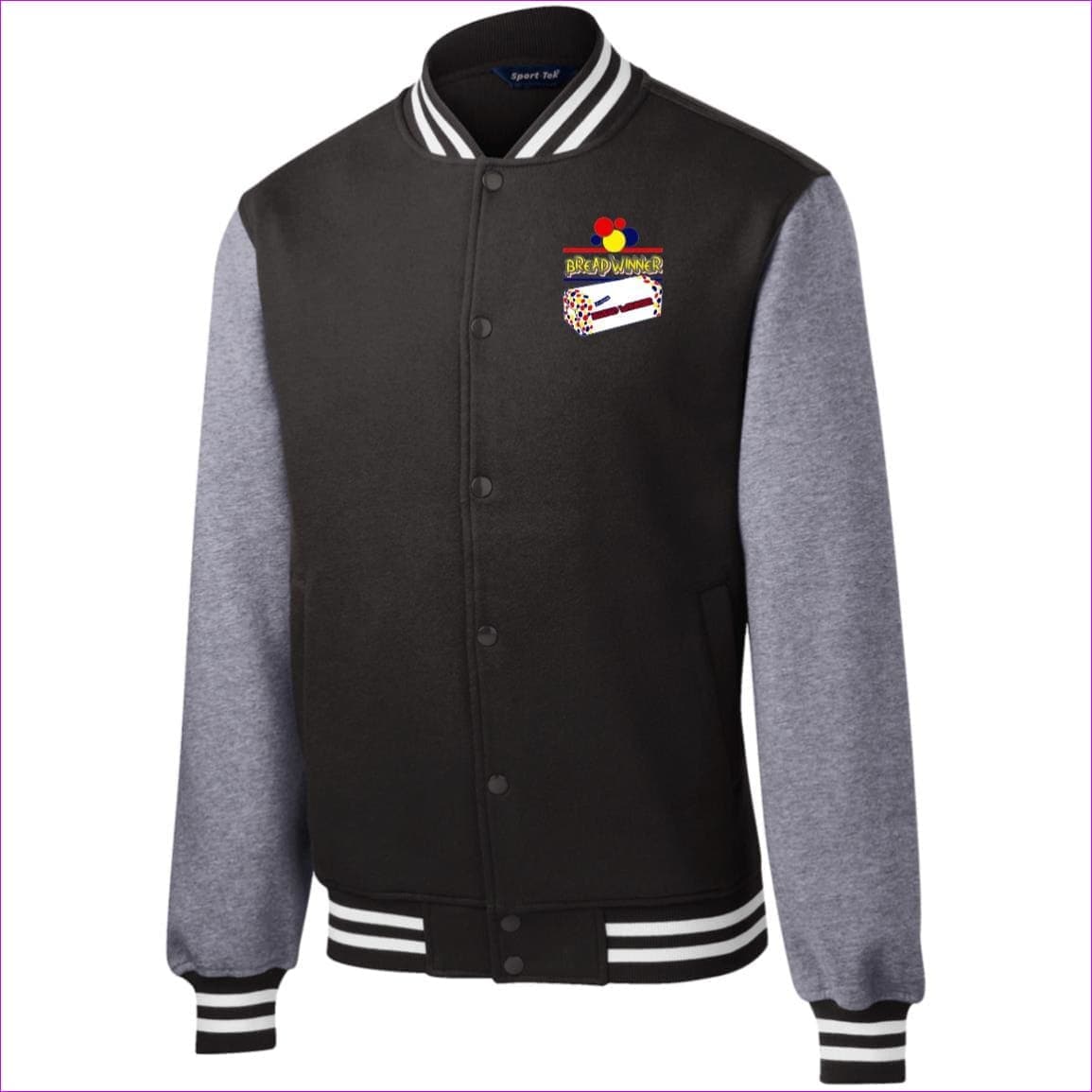 Black/Vintage Heather Bread Winner Fleece Letterman Jacket - Men's Jackets at TFC&H Co.