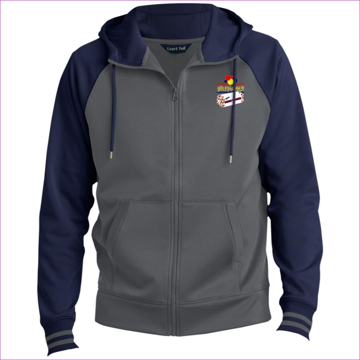 Dark Smoke/Navy Bread Winner Men's Sport-Wick® Full-Zip Hooded Jacket - Men's Jackets at TFC&H Co.