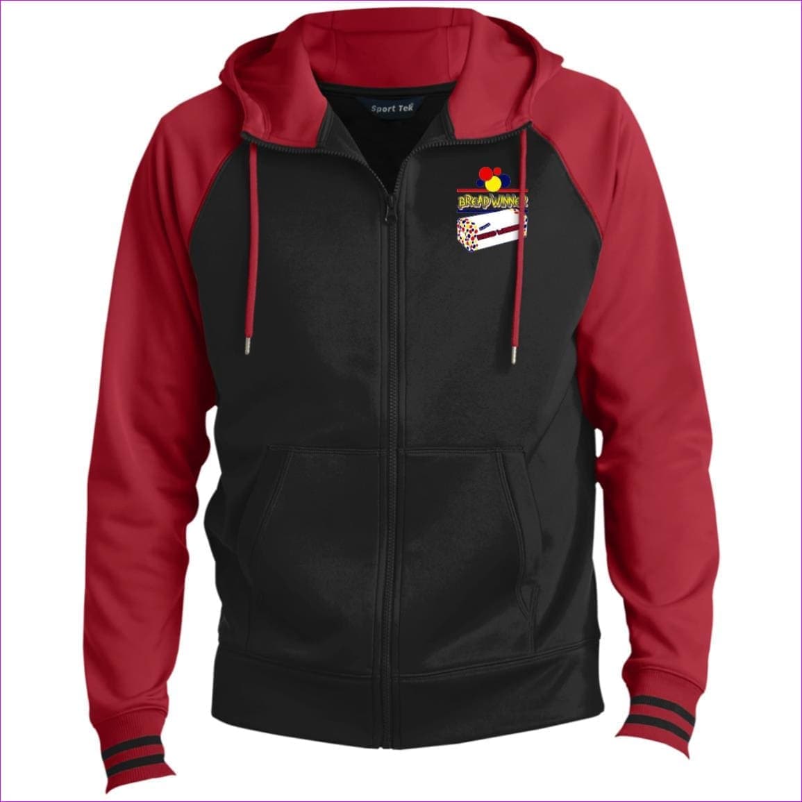 Black Deep Red - Bread Winner Men's Sport-Wick® Full-Zip Hooded Jacket - Mens Jackets at TFC&H Co.
