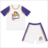 White - Bread Winner Men's Striped 2 In 1 T-Shirt & Shorts Basketball Jersey Set - mens basketball jersey set at TFC&H Co.
