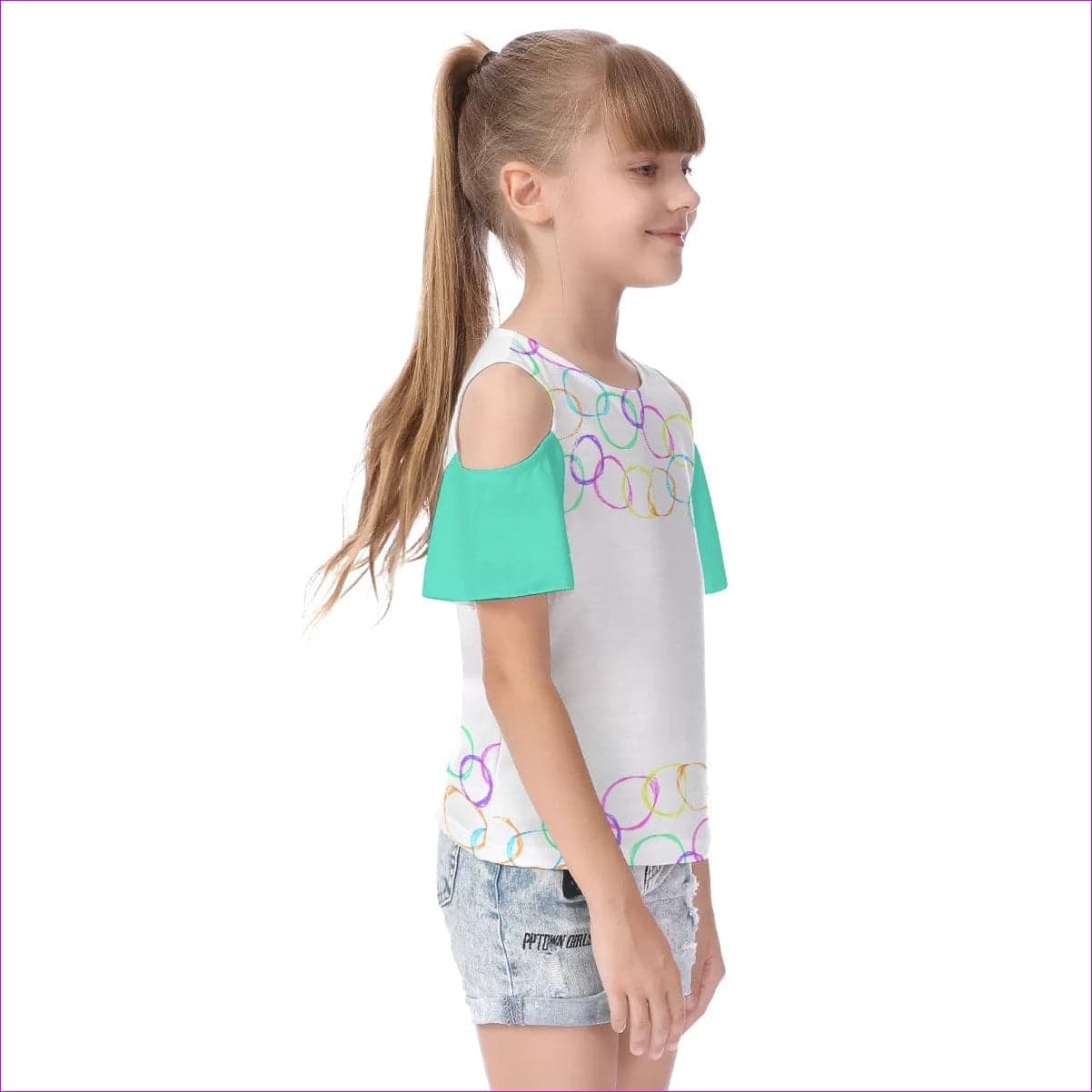 - Bubbles Kids Cold Shoulder T-shirt With Ruffle Sleeves - kids top at TFC&H Co.