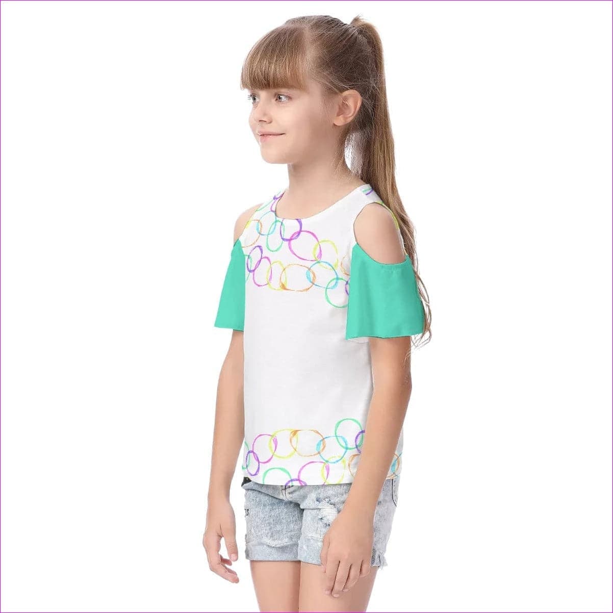 - Bubbles Kids Cold Shoulder T-shirt With Ruffle Sleeves - kids top at TFC&H Co.