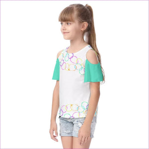 - Bubbles Kids Cold Shoulder T-shirt With Ruffle Sleeves - kids top at TFC&H Co.