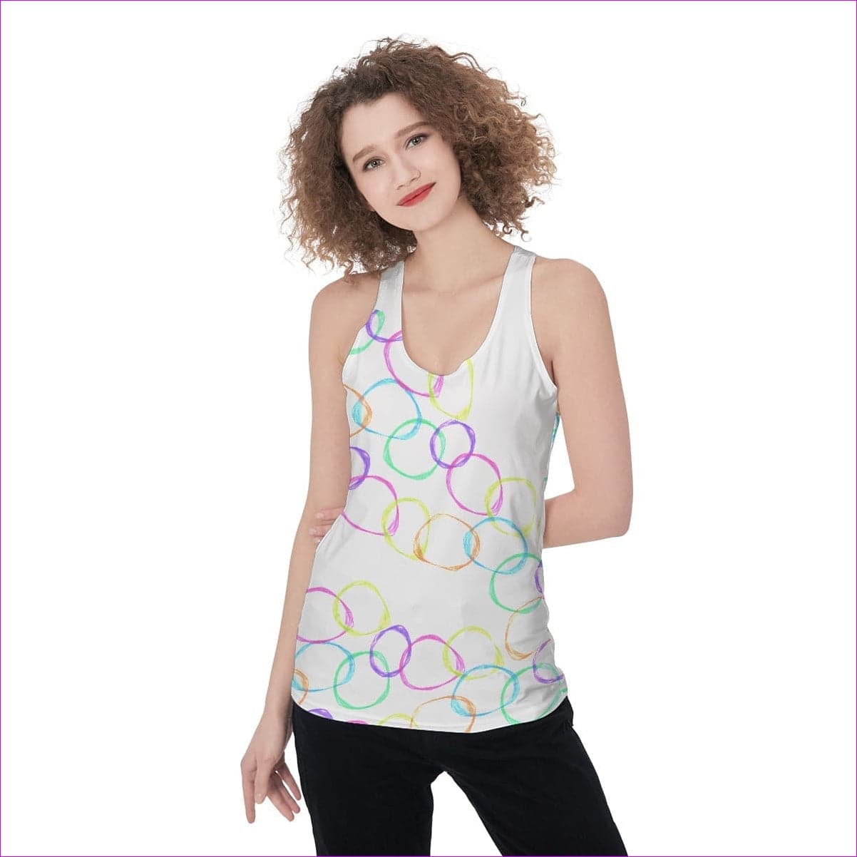 White - Bubbles Womens Racerback Tank Top - womens tank top at TFC&H Co.