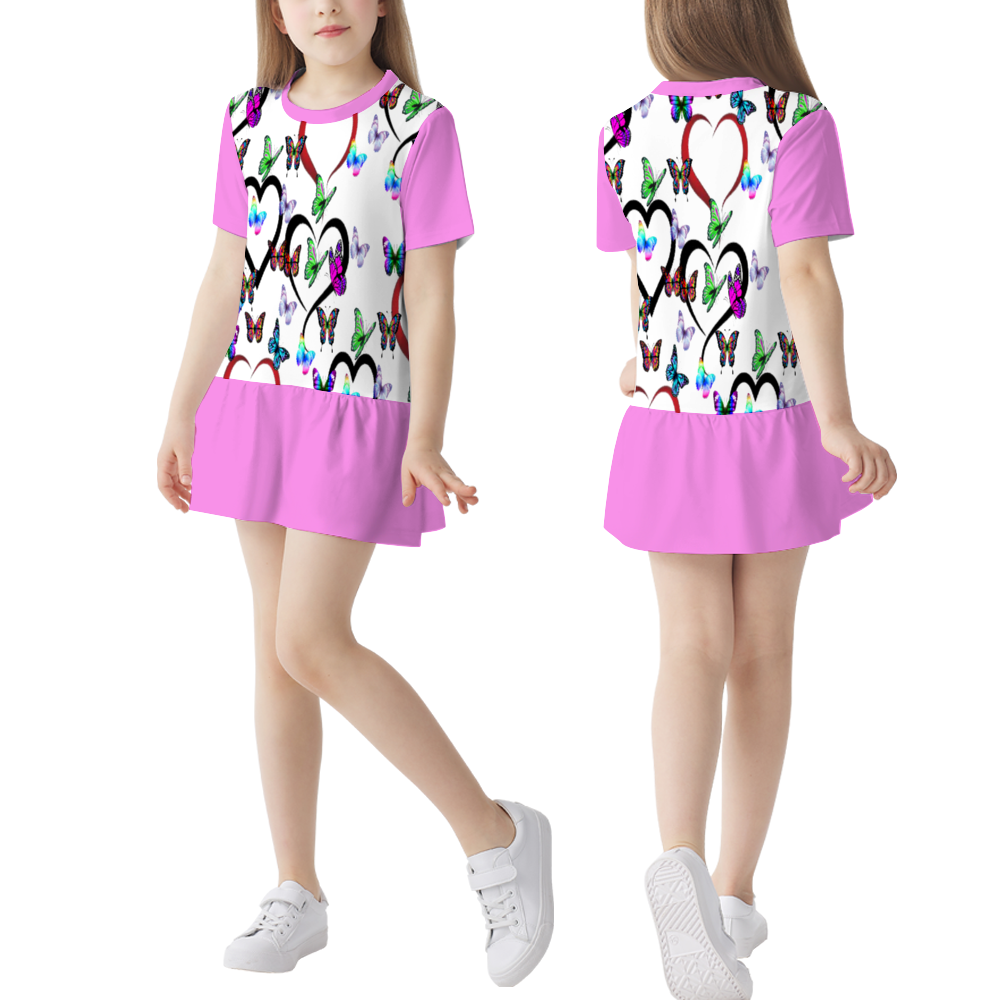 - Butterfly Love Girl's Short Sleeve Round Neck Dress - girls dress at TFC&H Co.