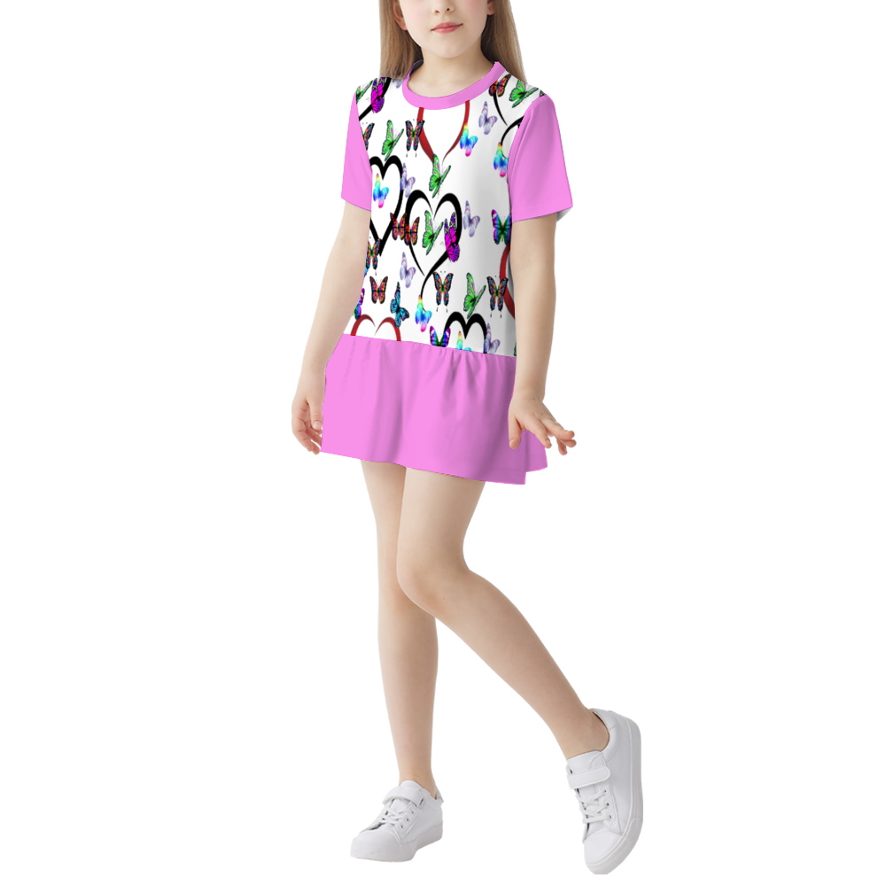 Butterfly Love Girl's Short Sleeve Round Neck Dress - girl's dress at TFC&H Co.