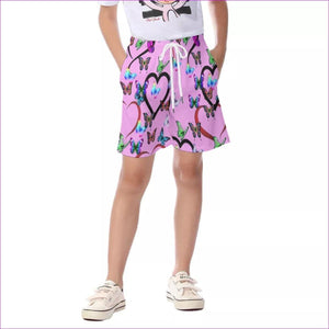 pink Butterfly Love Kids Beach Shorts - kid's shorts at TFC&H Co.