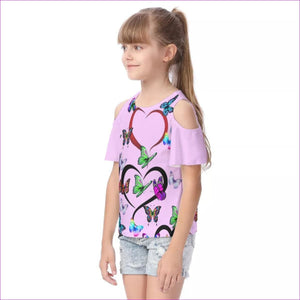 - Butterfly Love Kids Cold Shoulder T-shirt With Ruffle Sleeves - kids top at TFC&H Co.