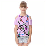pink - Butterfly Love Kids Cold Shoulder T-shirt With Ruffle Sleeves - kids top at TFC&H Co.