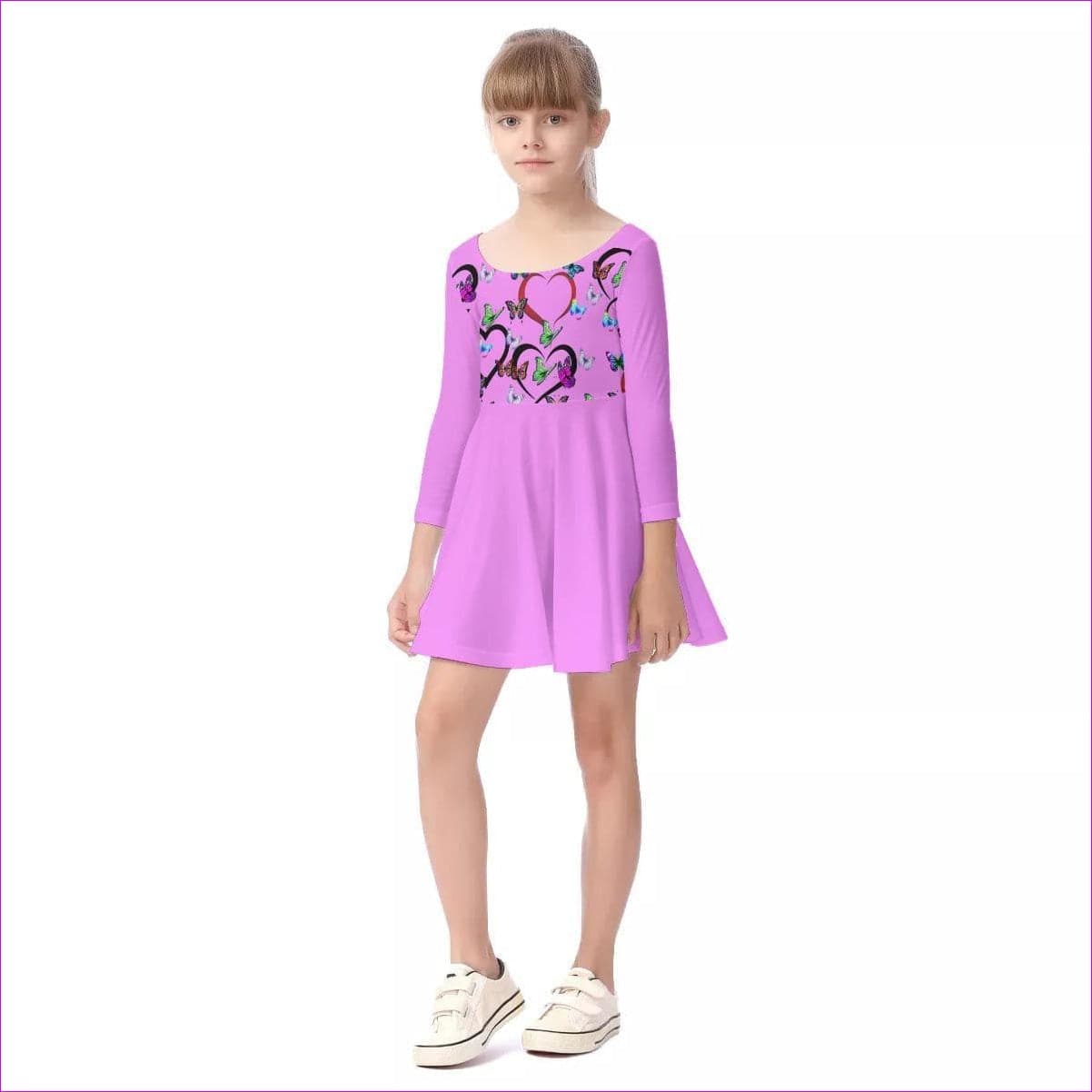 Butterfly Love Kids Girls Long Sleeve Dress - kid's dress at TFC&H Co.