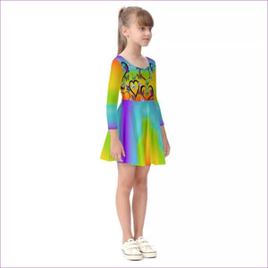 Butterfly Love Rainbow Kids Girls Long Sleeve Dress - kid's dress at TFC&H Co.