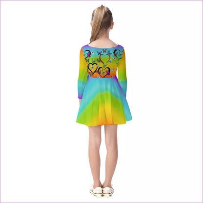 Butterfly Love Rainbow Kids Girls Long Sleeve Dress - kid's dress at TFC&H Co.