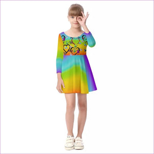 rainbow Butterfly Love Rainbow Kids Girls Long Sleeve Dress - kid's dress at TFC&H Co.