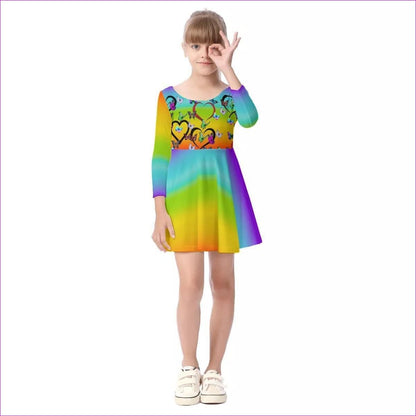 rainbow Butterfly Love Rainbow Kids Girls Long Sleeve Dress - kid's dress at TFC&H Co.