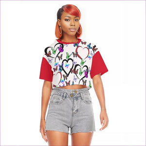 multi-colored - Butterfly Love Womens Drop Shoulder Crop Top - womens crop top at TFC&H Co.