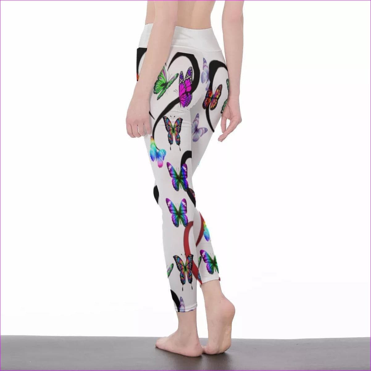 - Butterfly Love Womens High Waist Leggings | Side Stitch Closure - womens leggings at TFC&H Co.