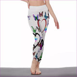 White - Butterfly Love Womens High Waist Leggings | Side Stitch Closure - womens leggings at TFC&H Co.
