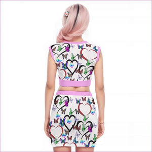 - Butterfly Love Womens V Collar Vest Skirt Set - womens top & skirt set at TFC&H Co.