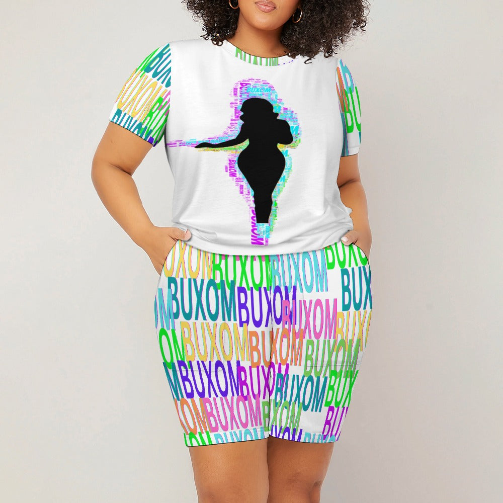 - Buxom Voluptuous (+) Plus Size Short Sleeved Shorts Set - womens top & short set at TFC&H Co.