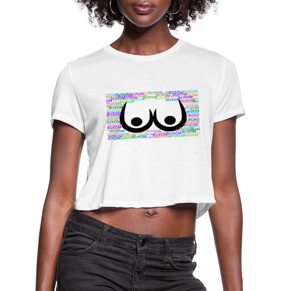WHITE - Buxom Women's Cropped T-Shirt - Ships from The US - Womens Cropped T-Shirt | Bella+Canvas B8882 at TFC&H Co.