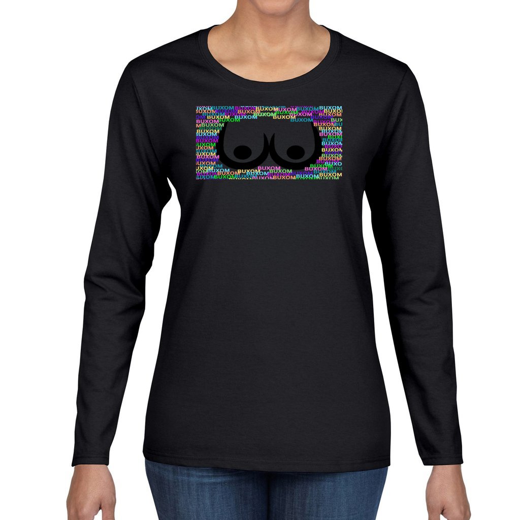 BLACK Buxom Women’s Heavy Cotton Long Sleeve T-Shirt - Ships from The US - women's t-shirt at TFC&H Co.