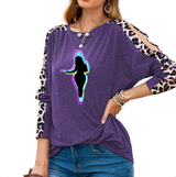 PURPLE - Buxom Women's Shoulder Slit Leopard Print Top - 7 colors - womens shirt at TFC&H Co.
