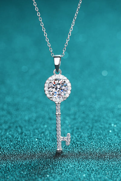 Moissanite Key Pendant Necklace - necklace at TFC&H Co.