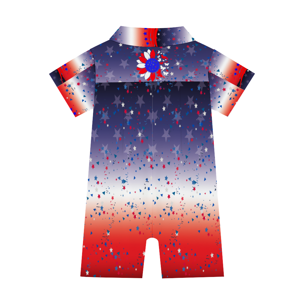 - Ombre Petal Flag Infant Baby Short Sleeves Button Romper - infant romper at TFC&H Co.