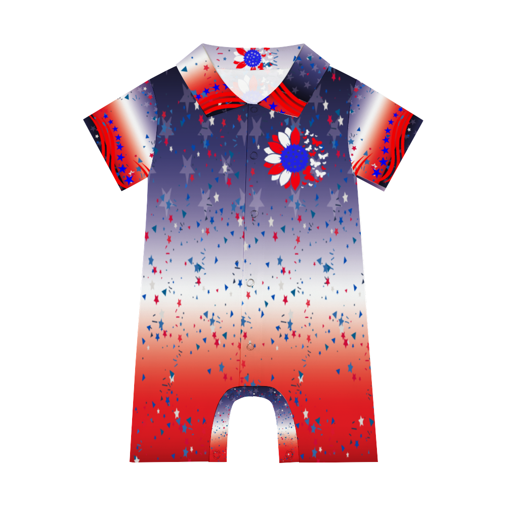 - Ombre Petal Flag Infant Baby Short Sleeves Button Romper - infant romper at TFC&H Co.