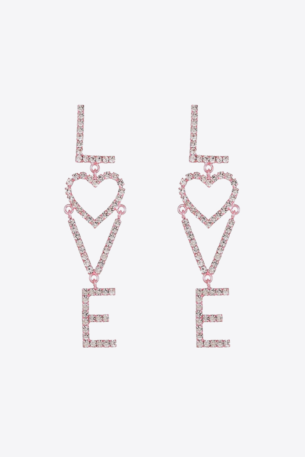 Blush Pink One Size - LOVE Glass Stone Zinc Alloy Earrings - 2 styles - earrings at TFC&H Co.
