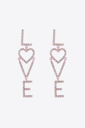 Blush Pink One Size - LOVE Glass Stone Zinc Alloy Earrings - 2 styles - earrings at TFC&H Co.