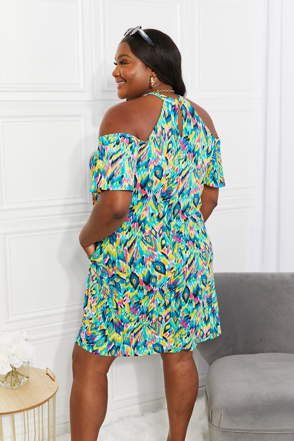 - Sew In Love Full Size Perfect Paradise Printed Cold-Shoulder Dress - Ships from The US - womens dress at TFC&H Co.