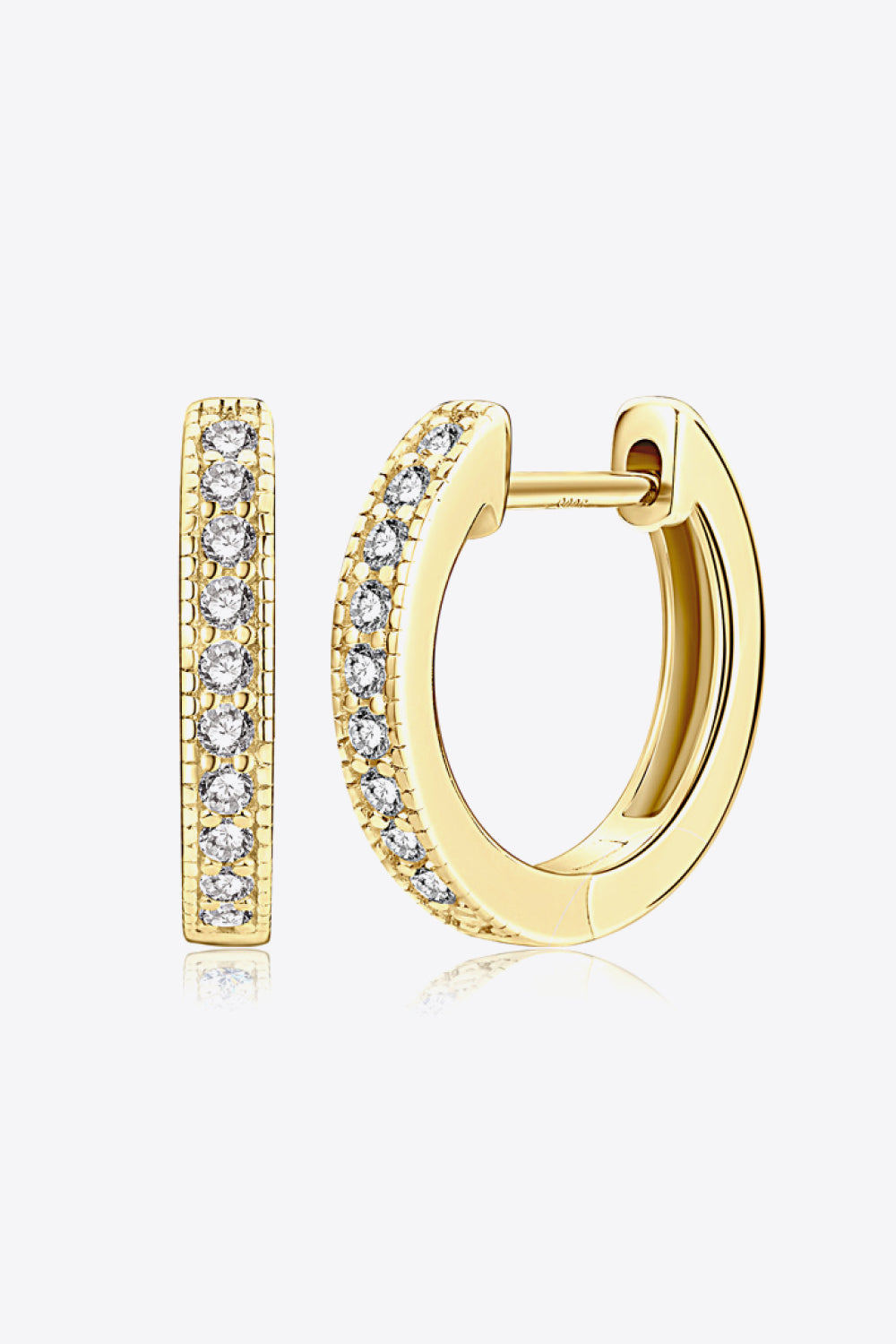 GOLD ONE SIZE - Inlaid Moissanite Hoop Earrings - in gold or silver - earrings at TFC&H Co.