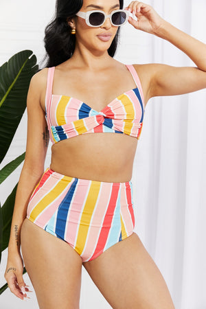 - Marina West Swim Take A Dip Twist High-Rise Bikini in Stripe - Ships from The US - womens bikini set at TFC&H Co.