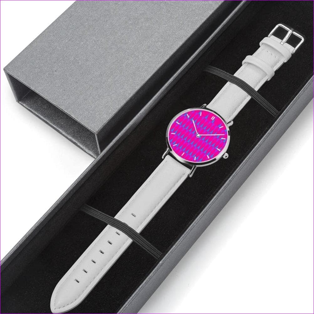 White Genuine Leather Candy Checkered Water Resistant Watch - watch at TFC&H Co.