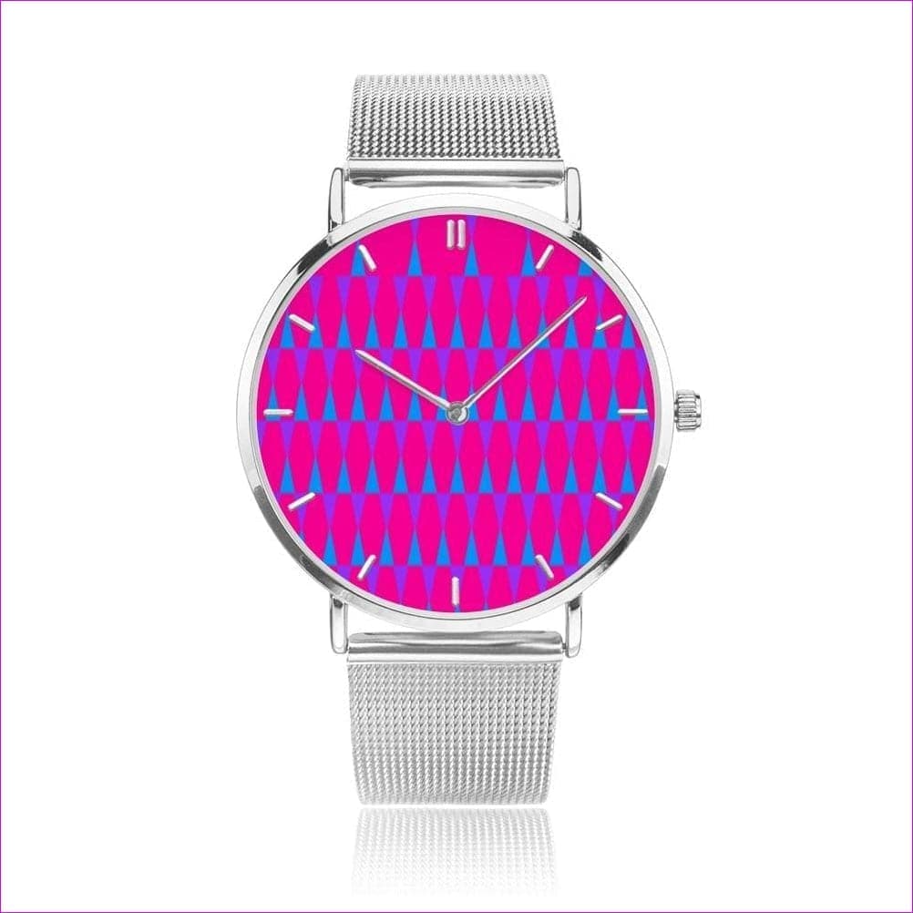 Silver 33mm Steel Band Candy Checkered Water Resistant Watch - watch at TFC&H Co.