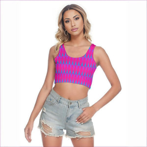 pink Candy Checkered Womens Sports Crop Top - women's crop top at TFC&H Co.