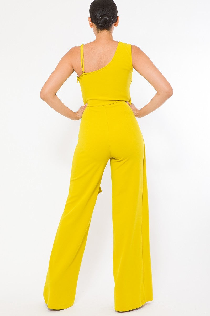 LIME YELLOW Cape Detailed Fashion Jumpsuit - Ships from The US - women's jumpsuit at TFC&H Co.